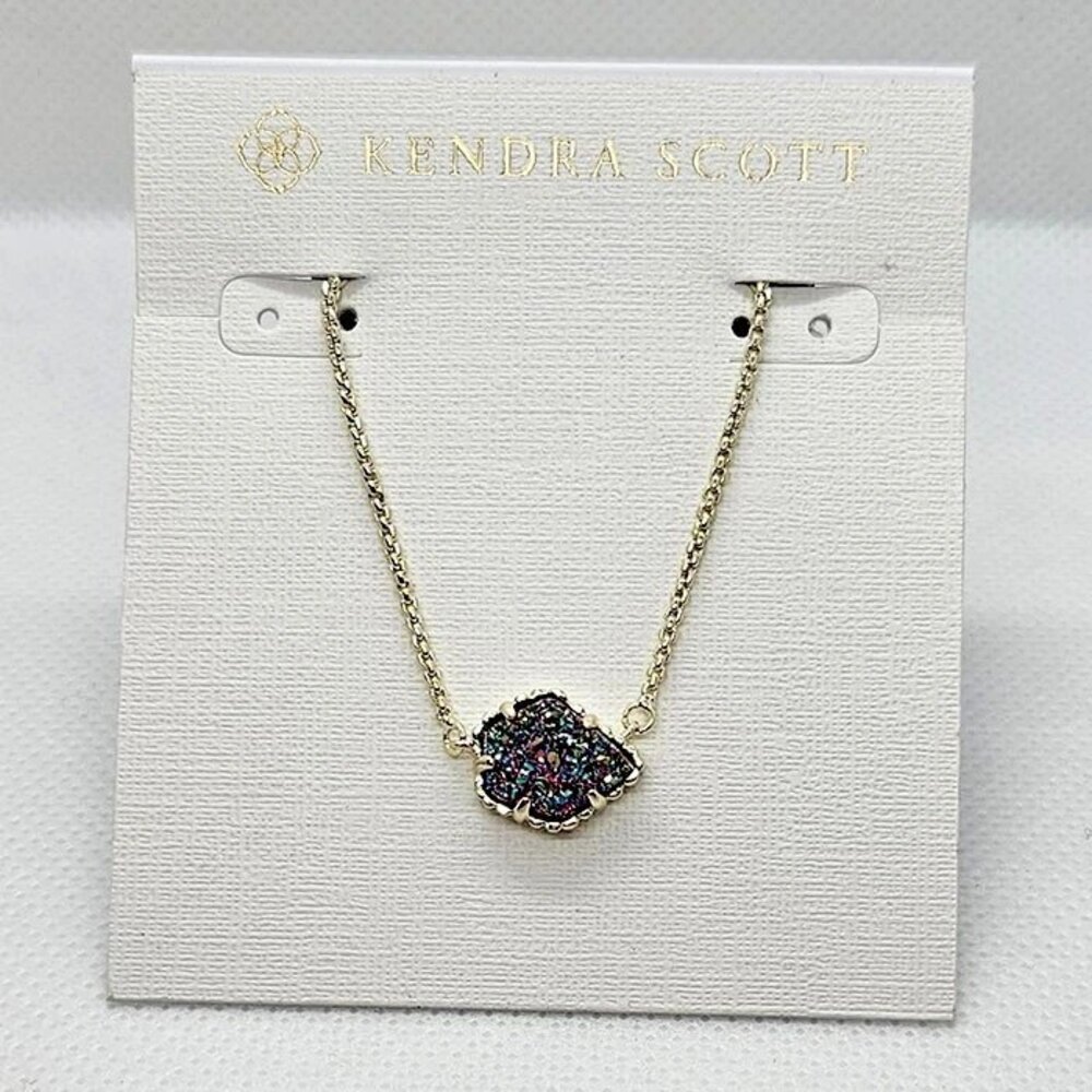 Kendra Scott Tess Gold Pendant Necklace In Multi Color Drusy